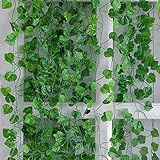 ZHIIHA 12 Strands 90.5 Ft Artificial Grape Leaf Plants Vine Hanging Garland Fake Foliage Plants for...