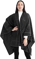 Vista 151 de Poncho chal para mujer, suéteres suaves y cálidos para mujer, parte delantera abierta, poncho de viaje para otoño, invierno y primavera