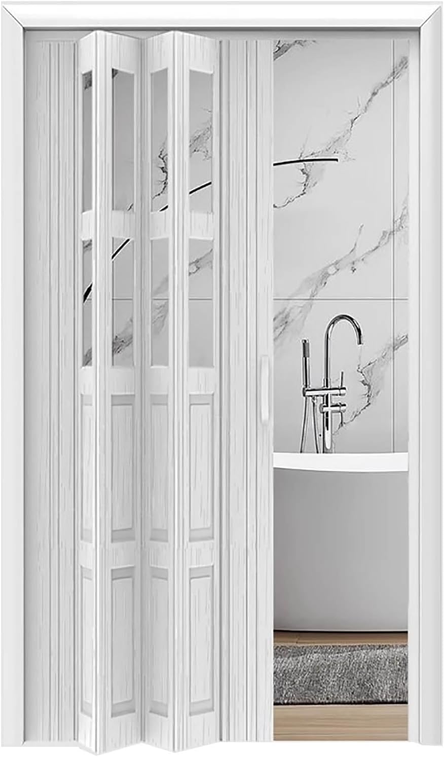 Commercial White Accordion Closet Door - Folding Room Divider for Home & Office - Available Sizes: 21-79 Inch - Durable Interior Door for Doorway & Closet (6.37x80in)
