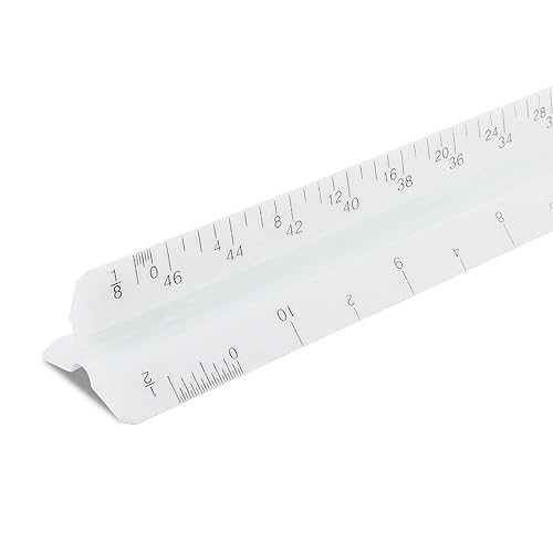 Vista 13 de Pacific Arc Regla de escala económica de ingeniería, dividida por: 10, 20, 30, 40, 50, 60 grados a escala de partes, 12 pulgadas, amarillo