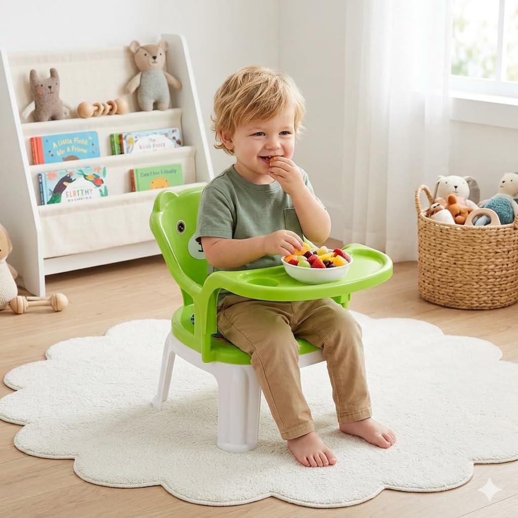 The Tickle Toe Plastic Baby Chair with Cushion & High Backrest | Booster Study & Activity Chair for Toddlers (1β3 Years, Green) 3