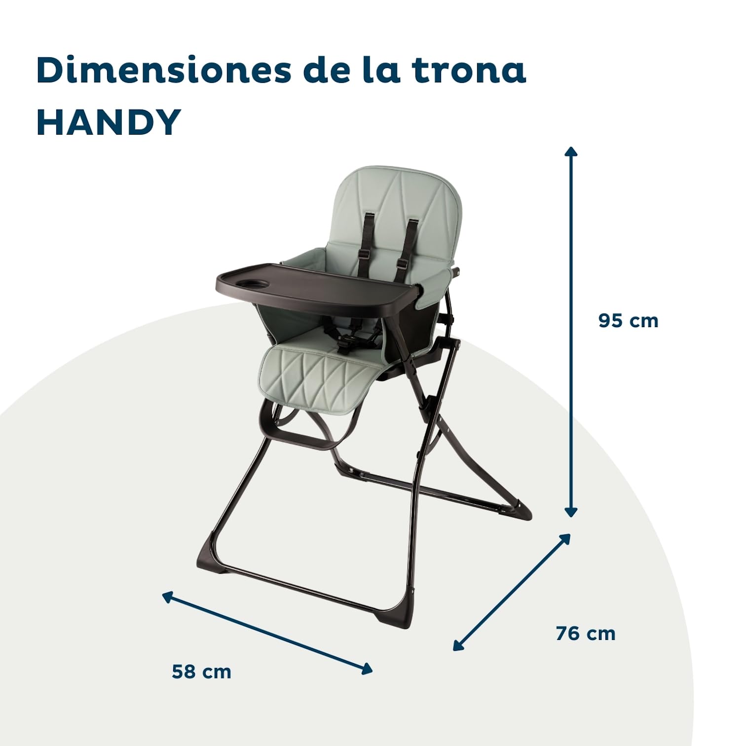 THERMOBABY - HANDY⎪Trona Plegable para Bebé⎪Silla Alta Portátil 6 Meses-3 Años hasta 15 kg⎪Arnés de 5 Puntos⎪Funda Lavable⎪Asiento Acolchado⎪Bandeja Extraíble⎪Plegado Rápido y Fácil