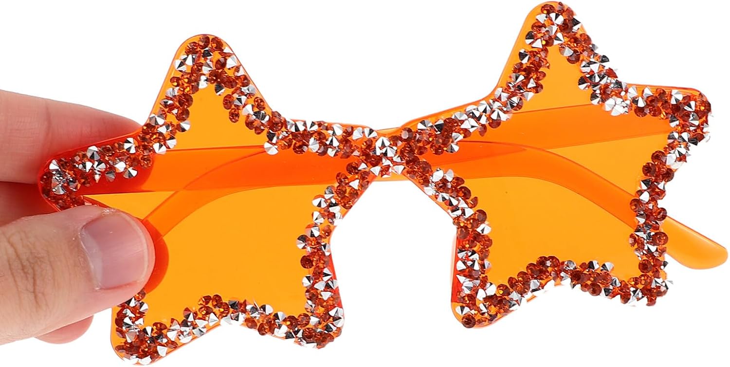 Rimless Star Sunglasses Unisex Candy Orange Color Stylish Eyewear Trendy Shades for Nightclub and Outdoor Use