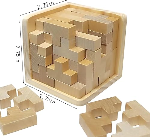 Miniatura 2 de Rompecabezas de madera en 3D, rompecabezas de madera en forma de T, rompecabezas de lógica, juego educativo para niños y adultos (natural)