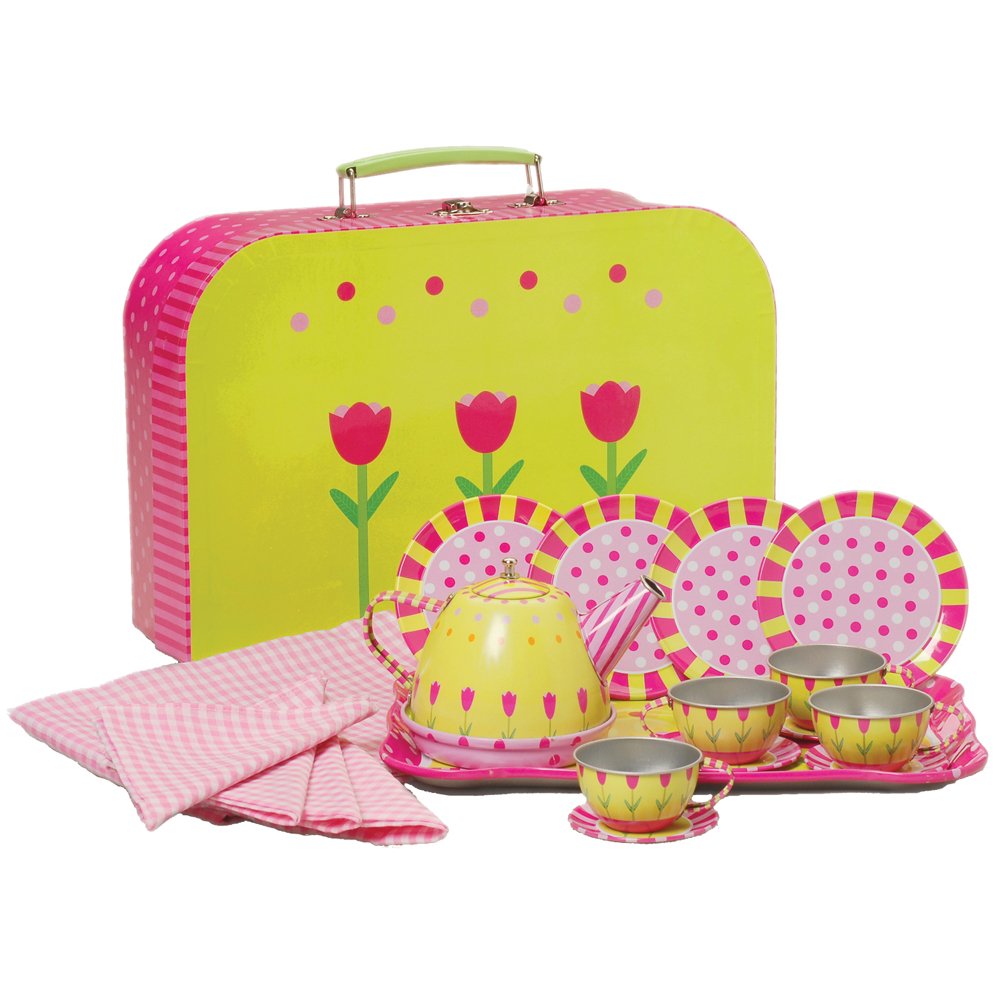 Amazon.com: Constructive Playthings 20 pc. Take-Along Tin Tea Set