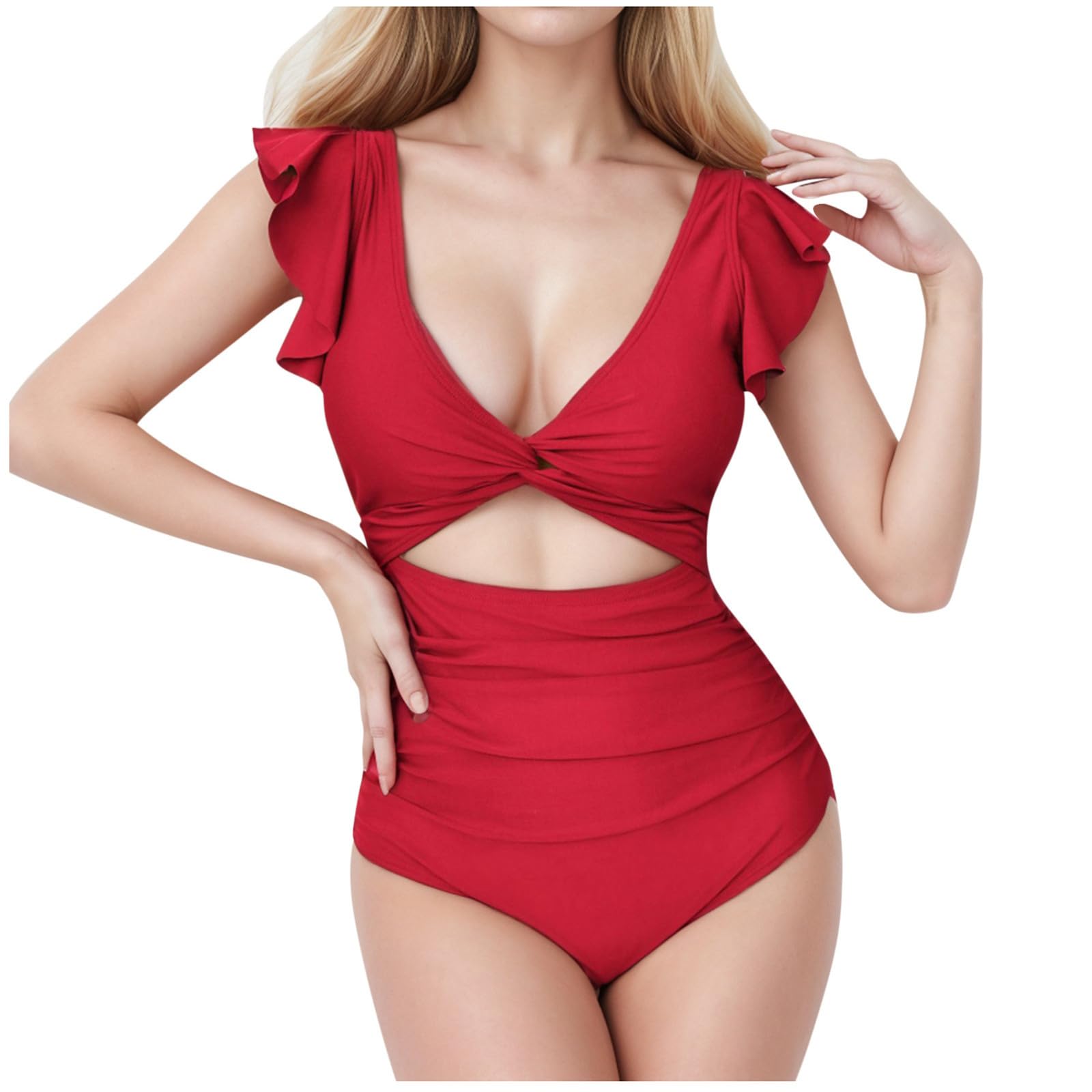 Bikini sexy da donna con vita a tinta unita, nero, S