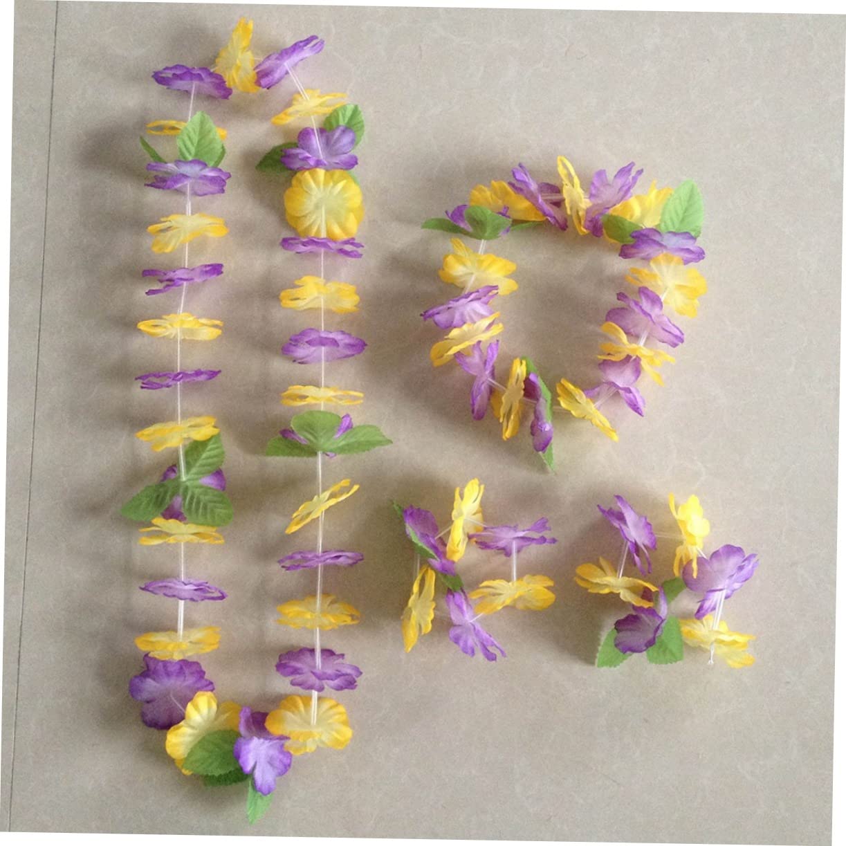 Anneome 12piezas De Flores Diadema Collar y Pulsera Tropical Decoración De Luau y Verano