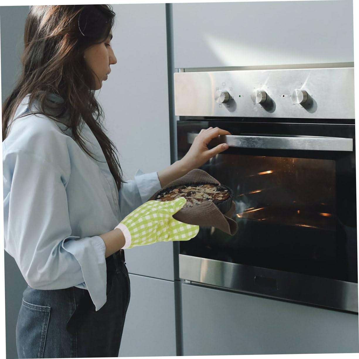 CRILSTYLEO 2x Kinder Ofenhandschuhe Gelb - Hitzebeständige Backhandschuhe