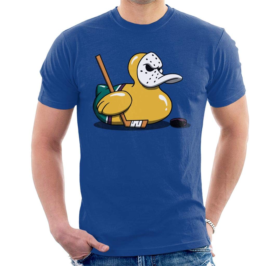 Cloud City 7 Men's Royal Blue Mighty Ducks Cute Rubber Duck Goalie T-Shirt