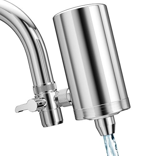 Faucet Water Filter, 1200-Gallons Water Faucet Filtration System, 304 Stainless