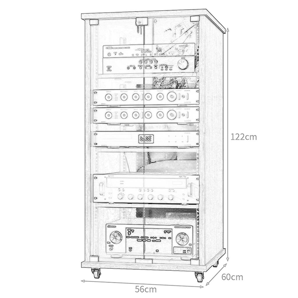 Scaffale a 2-4 ripiani, regolabile, con serratura, in vetro temperato, ideale per l'ufficio e la gestione dei cavi, 56 x 60 x 122 cm