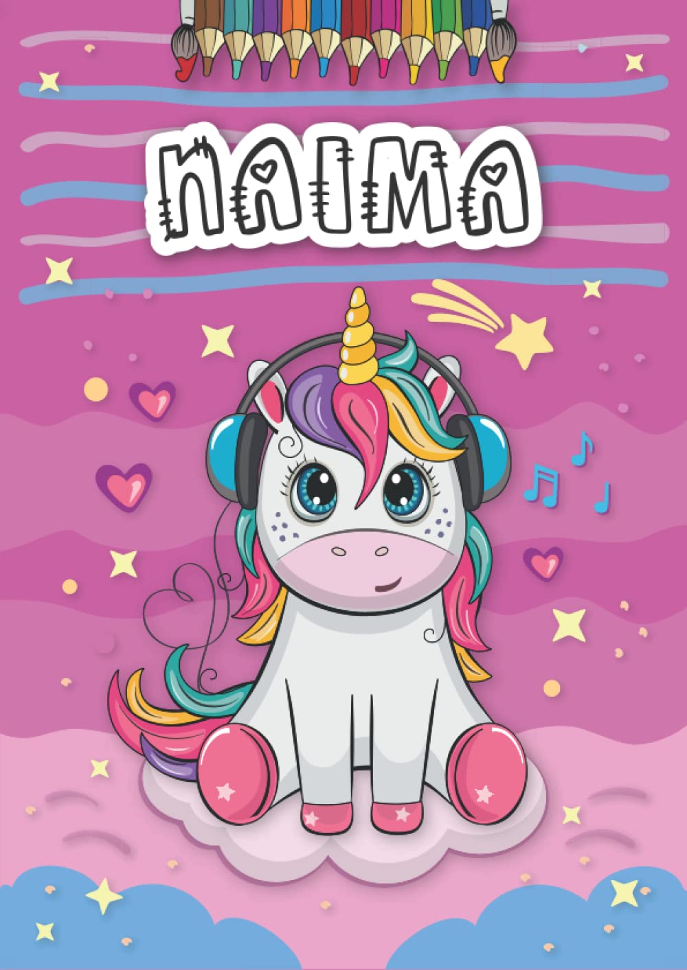 Independently published Naima: Personalized Coloring Book for Naima | Theme: Unicorn | Birthday gift for girl, daughter ... | Ages: 4-8 | 25 unicorn designs with name Naima, Large size A4 (ca. 8.5 x 11 inches)