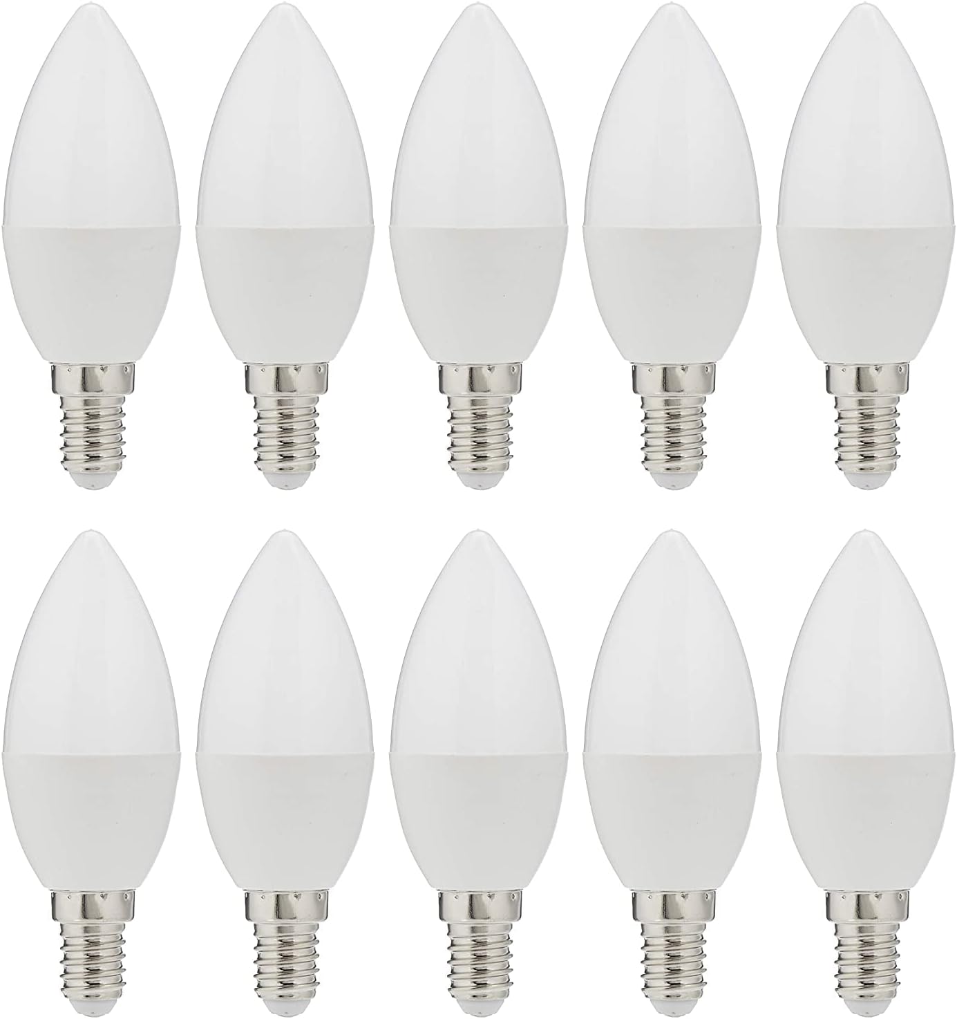 Narken 10 Pieces/Pack C38 7W E14 Small Edison Screw Daylight(Cool white) 6500K LED Power Saving Plastic-coated Aluminum Candle Lamp Bulb Light 560LM 170-250V 50-60HZ