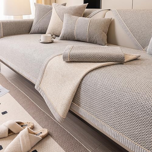 Funda de sofá lavable y antideslizante en forma de L para sofá modular de 1 y 3 plazas, protector de muebles gris claro, 90 x 240 cm, fundas de cojín elegantes