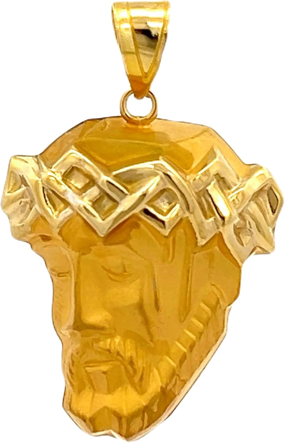 RP 14K Yellow Gold and White Gold Polished Jesus Christ Head Thorn Crown Religious Pendant Charm Necklaces Fine Jewelry Gifts for Women and Men