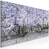 murando quadro su vetro acrilico albero 5 parti quadro moderno impreso stampa immagini murale fotografia decorazione da parete fiori grigio blu violet