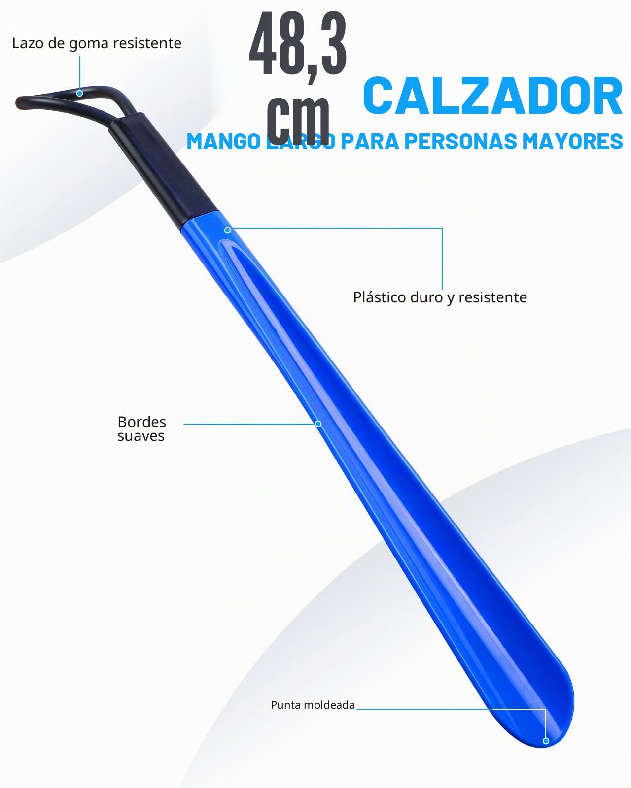 Kekoy Kit de Recuperación Postoperatoria de Cadera 8 Piezas, movilidad limitada, ancianos: agarrador, ayuda para calcetines, calzador, elevador de piernas, esponja de baño, rascador de espalda (azul)
