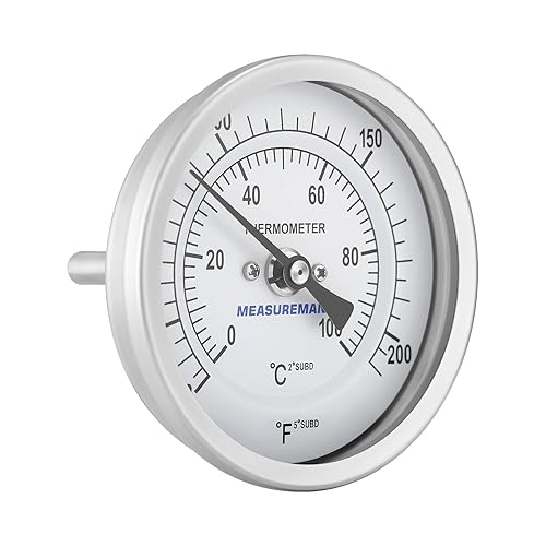 Miniatura 13 de MEASUREMAN Olla Completamente de Acero Inoxidable, Hervidor, Termómetro de Dial Bimetálico para Elaboración de Cerveza, 3 Pulgadas de Dial, Vástago