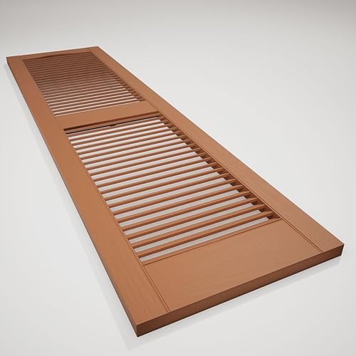 Miniatura 39 de Builders Edge 12 pulgadas de ancho x 48 pulgadas de alto, montante central superior de catedral estándar, persianas con listones abiertos, incluye