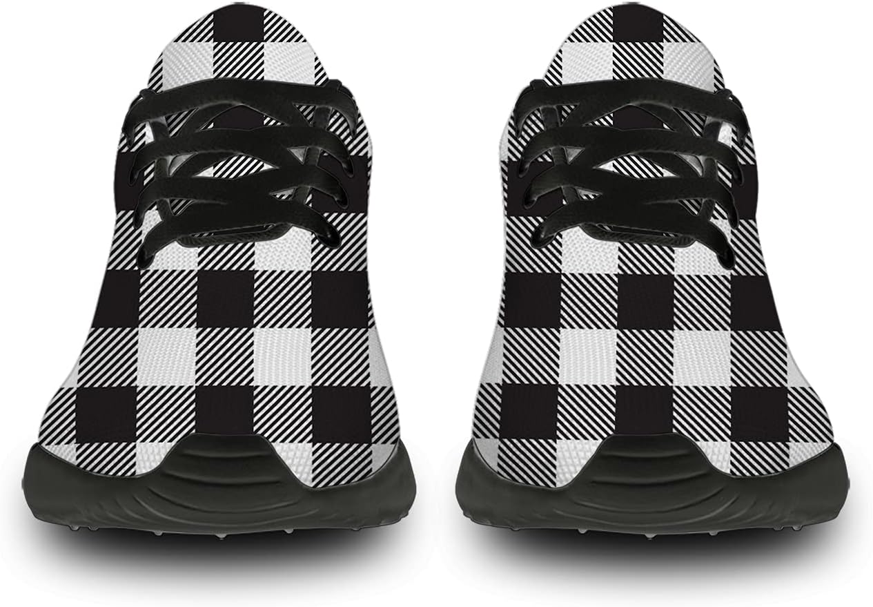 horethy Plaid Shoes for Women Men Running Shoes Womens Mens Lightweight Walking Tennis Sneakers Jogging Shoes Gifts