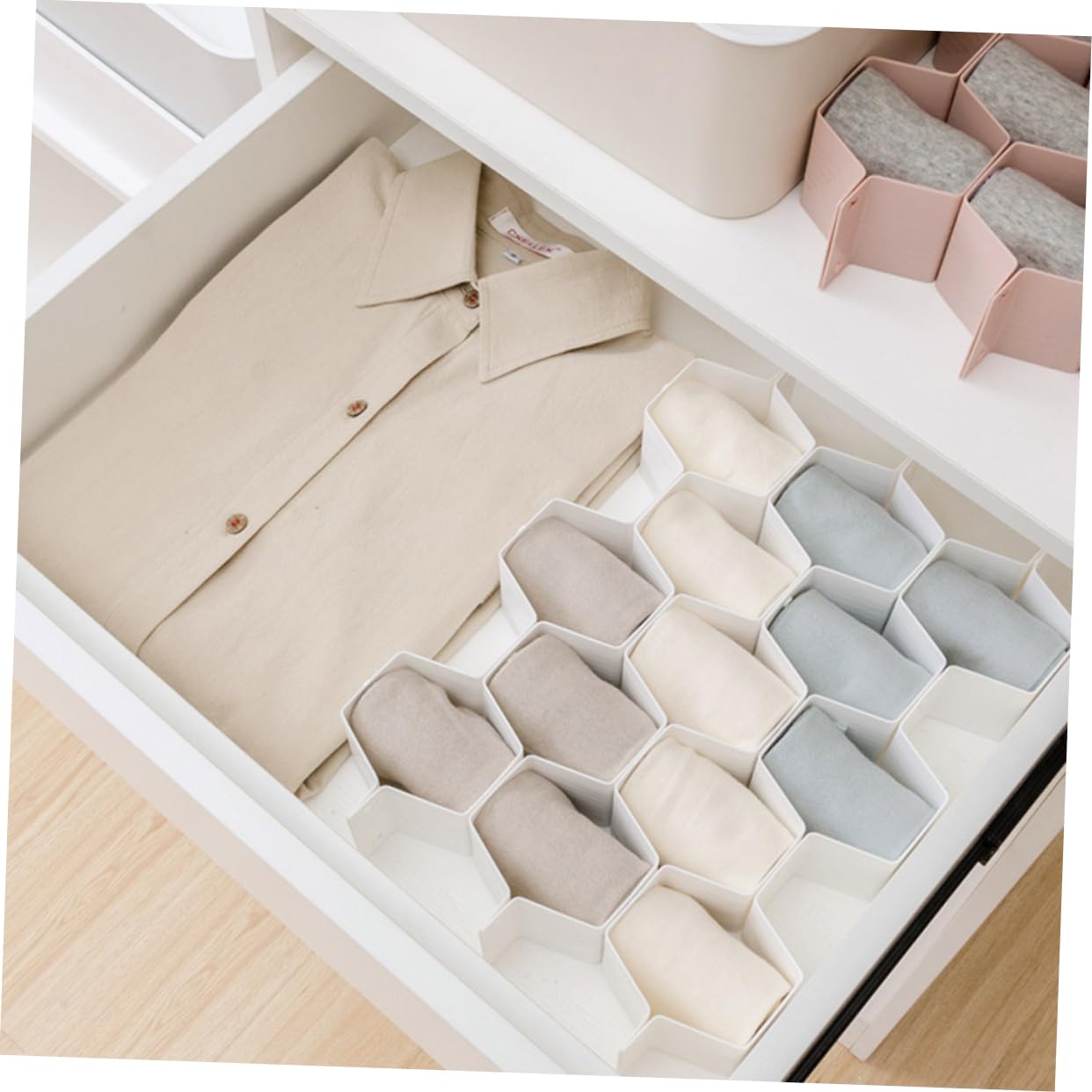 MAGICLULU 2sets Separatore in Plastica Design Nido d Ape Divisore Combinazione Libera per Trucco Calzini Intimo Riporre Piccoli Oggetti e Oggetti di Cucina