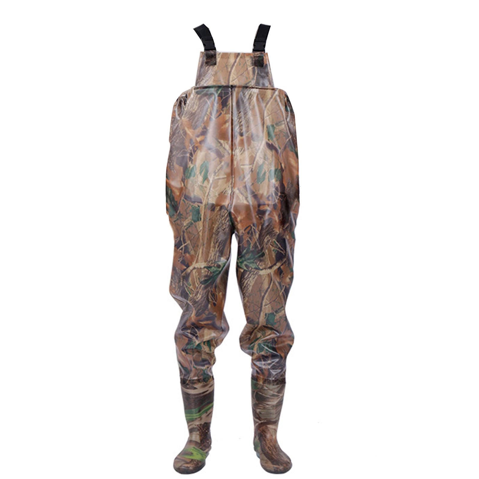 ENEN Trampolieri da Pesca per Uomo e Donna, Waders Pesca a Mosca Traspirante PVC con Tracolla Regolabile Impermeabili Scafandro in Neoprene con Stivali 36-47 (36,117 Mimetica foglia)