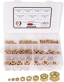 Sponsored Ad - Epi-Torque High Strength Brass Hex Nuts7 Sizes M3, M4, M5, M6, M8, M10, M12 Assortment Pack of 208 Pcs In Plastic Storage Box