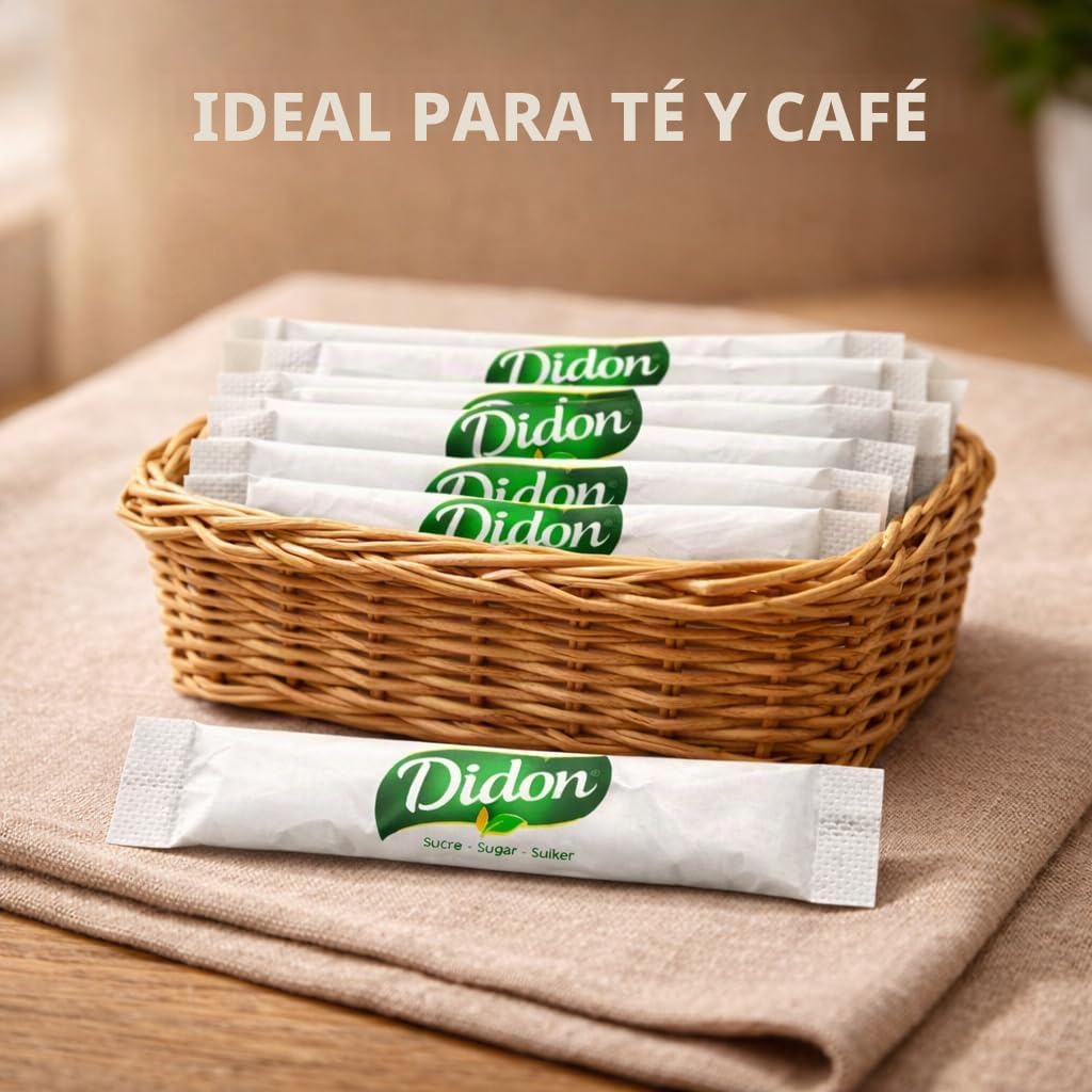 Lote de 750 sobres individuales de azúcar de 4g (3kg) con removedores de madera – Perfecto para café, té y otras bebidas calientes - azucar blanco
