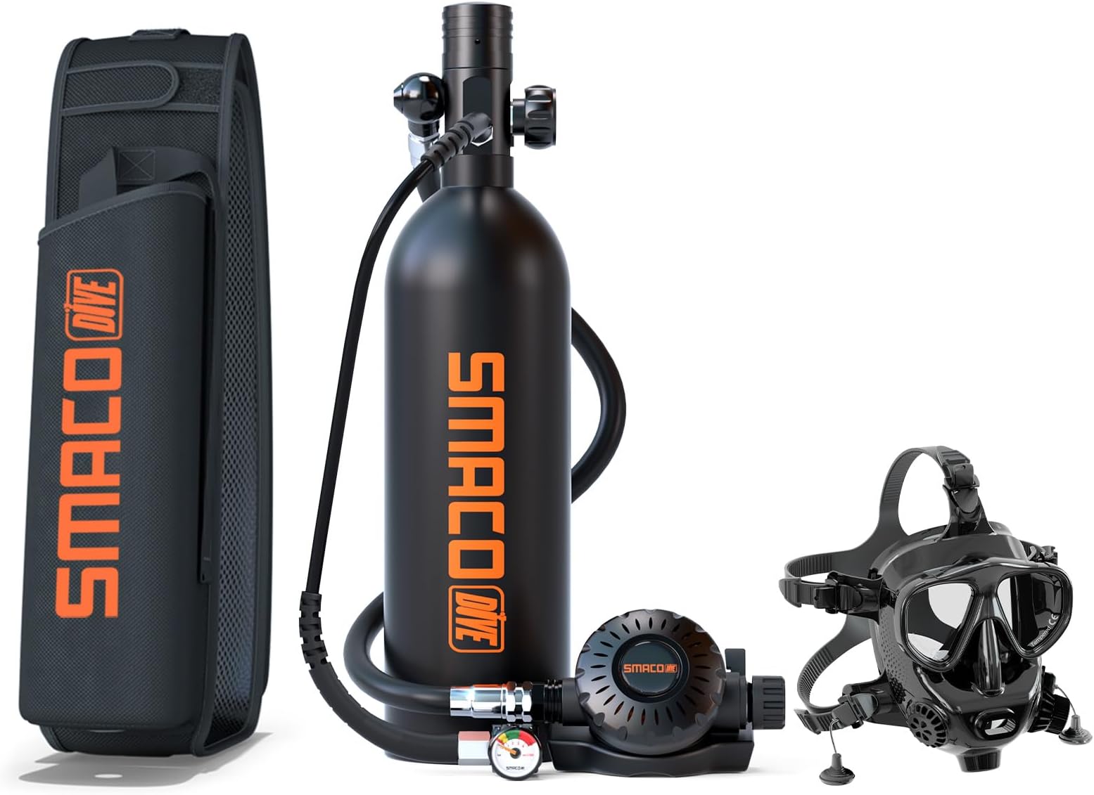 SMACO Scuba Tank with 1L Capacity Mini Scuba Tank Devices Diving Oxygen Tanks Scuba Cylinder Support Underwater Breathing for Underwater Sightseeing/Underwater Work/Backup Cylinder