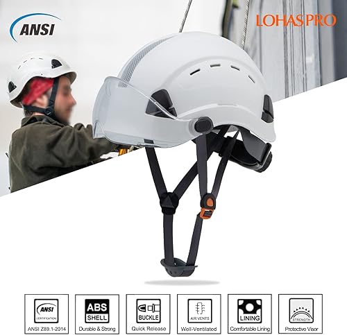 Miniatura 2 de LOHASPRO Casco de seguridad - Casco con visera ajustable ABS - Suspensión de 6 puntos, perfecto para la construcción