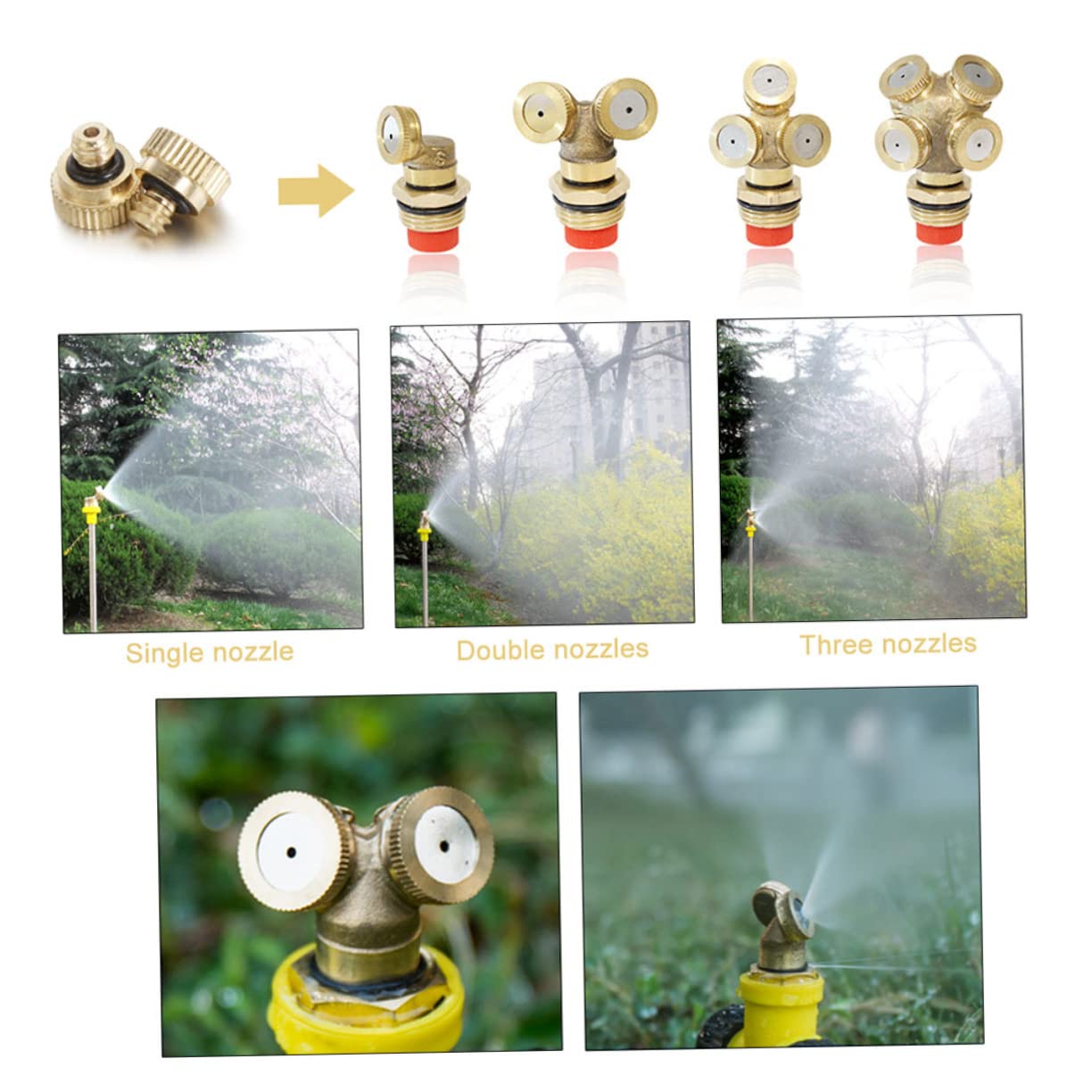 MOBUTOFU 20pcs Brass Misting Nozzles 0.3cm Nozzles Sprayer Rustproof Easy Install for Landscaping Greenhouse Outdoor Use