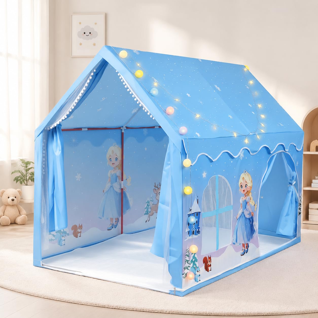eSynic Tenda da Gioco per Bambini con 2 Porte per 4-6 Bimbi 160x105x128CM