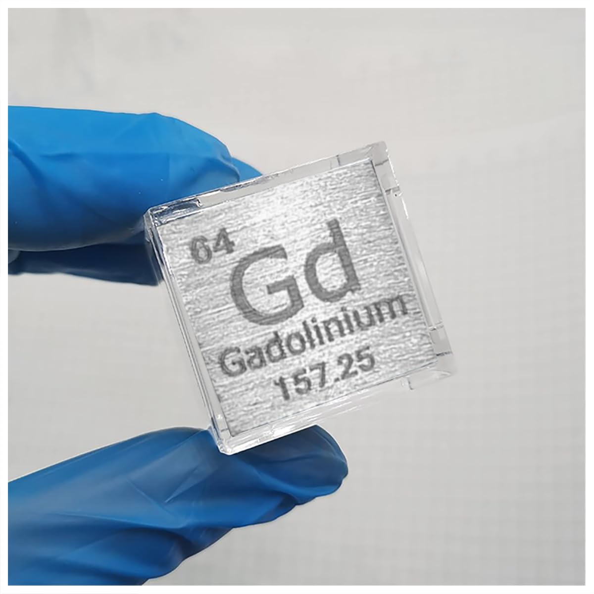 WUUKEPSG Gadolinium Cube - Metal Element Cubes with Acrylic Box for a Periodic Table of Elements Collection