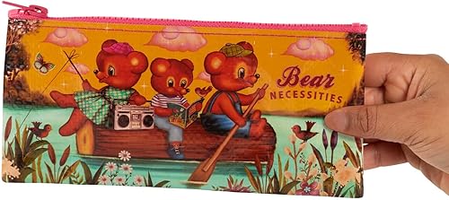 Miniatura 2 de Blue Q Bear Neccessities - Estuche para lápices con cremallera gruesa, resistente y fácil de limpiar, 4.25 pulgadas de alto x 8.5 pulgadas de ancho,