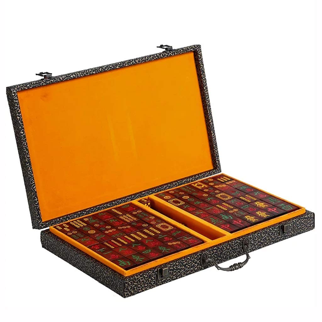 Chiński Mahjong, 144 Tradycyjne chińskie gry Mahjong do szorowania rąk ze schowkiem, grą karcianą, grą planszową na imprezy, prezenty, kolekcja rzemieślnicza, 40