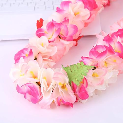Miniatura 6 de WAYTOSUC 1 collar hawaiano de Leis de flores tropicales para niños y adultos, decoración hawaiana de Luau, playa, boda, cumpleaños, graduación,