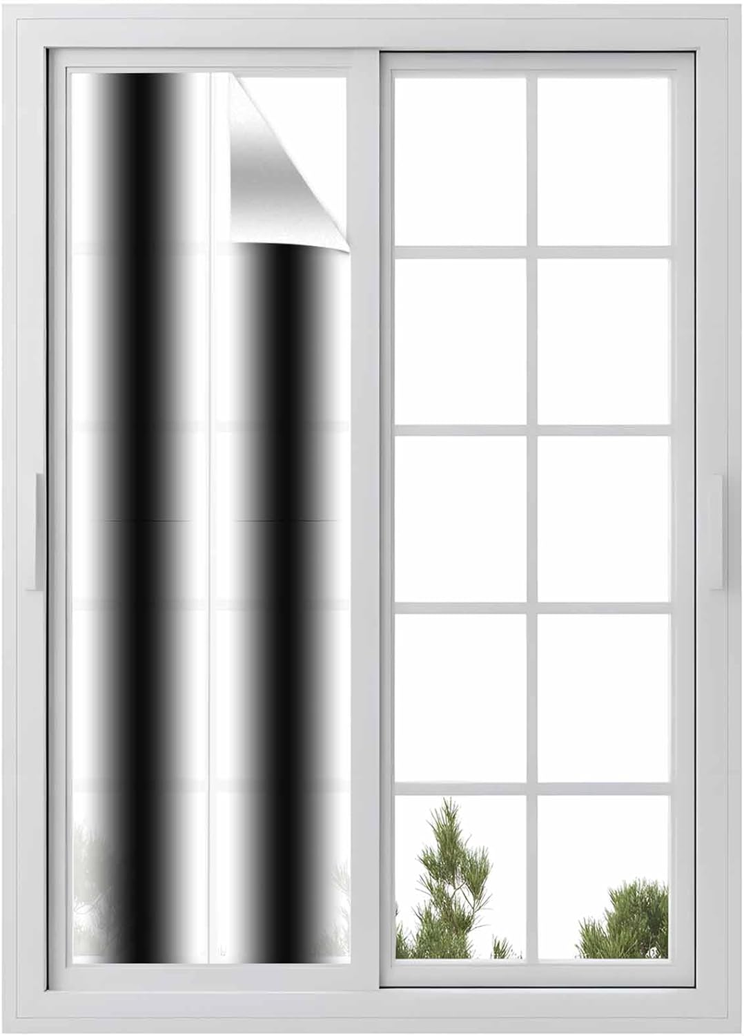 White Black Window Privacy Film Gradient Modern Art Ombre Decorative Glass Window Film UV Blocking Static Cling Non-Adhesive Sticker Covering for Home Door 29.5 x 118 inches