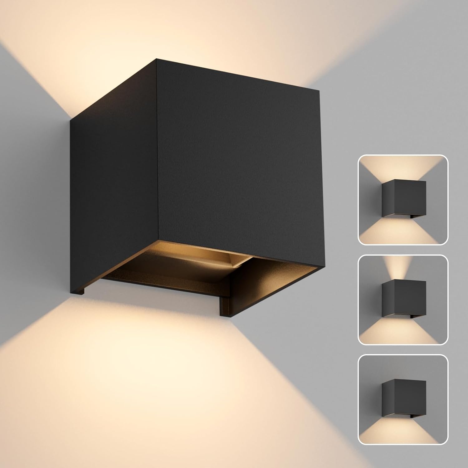 Aoceley 1-Pack Modern Outdoor Led Cube Wall Light,20W 3000K Up and Down ...