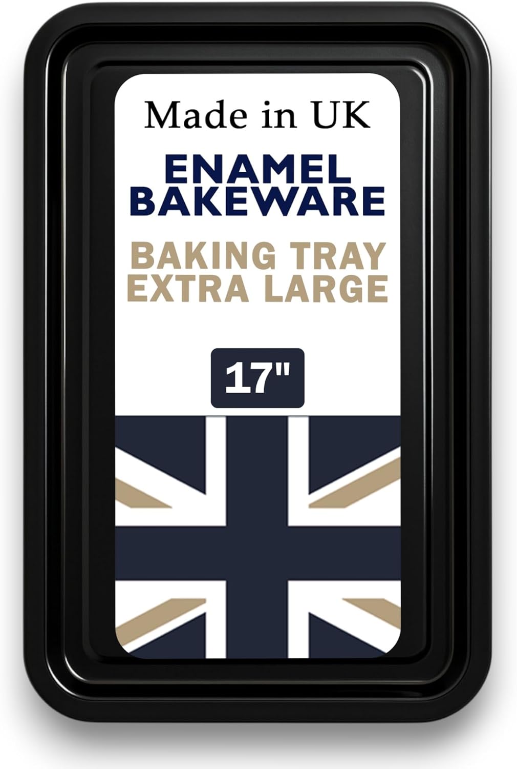 Samuel Groves 43cm Vitreous Enamel Extra Large Oven Baking Tray, Black, Made in England