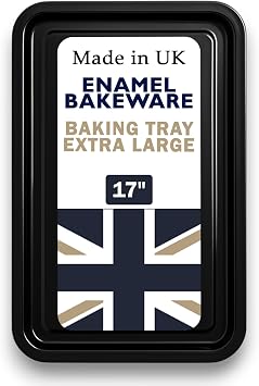 صينية خبز كبيرة جدًا مطلية بالمينا الزجاجية مقاس 43 سم من Great British Bakeware، فرن وصينية تحميص، أواني خبز مطلية بالمينا الزجاجية شديدة التحمل، صينية تحميص، صينية خبز، صنع في إنجلترا، مقاومة للخدش