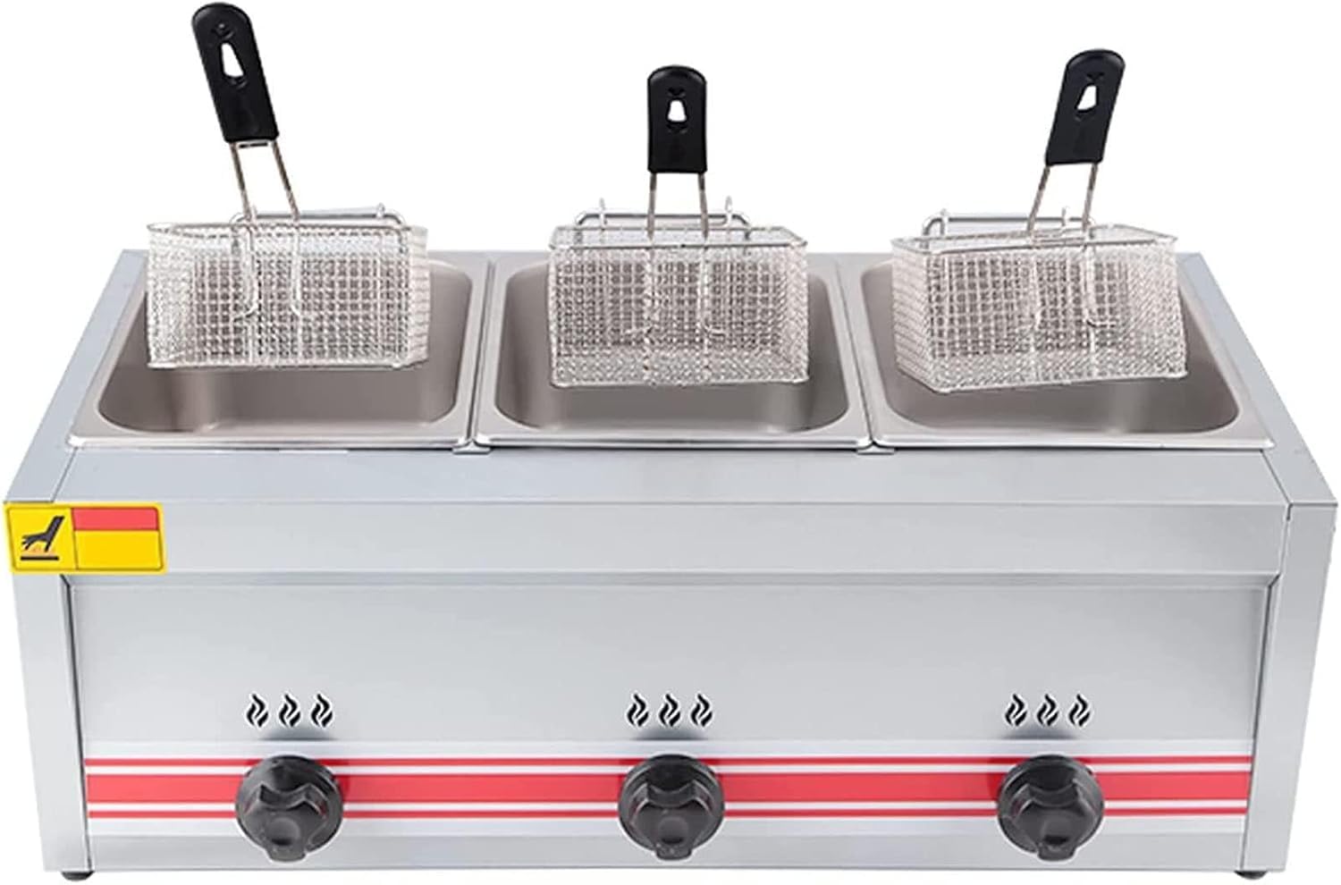 Friggitrice A Gas Professionale, Friggitrice Commerciale in Acciaio Inossidabile con Cestelli E Coperchi per Friggitrice, per Cucina Domestica per Ristoranti Commerciali, Triplecylinder10l+10l+10l