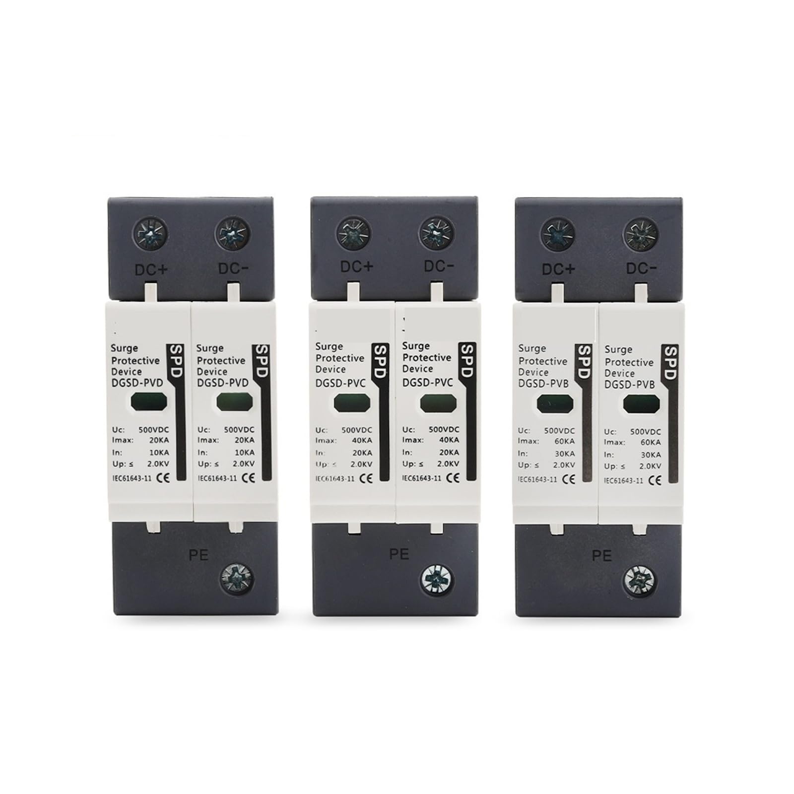 Protector contra sobretensiones doméstico de 600V con descarga 30-60KA y sistema 2P SPD 7