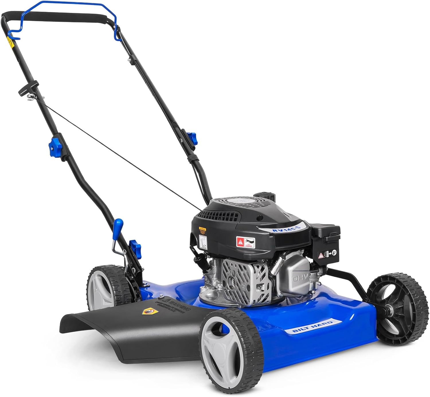 BILT HARD 20'' Push Gas Lawn Mower, 144cc 4-Cycle OHV Engine Walk Behind Lawnmower, Side Discharge with 8-Position Adjus