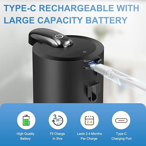 Miniatura 3 de Dispensador automático de jabón espumoso, dispensador de jabón eléctrico ajustable de 4 engranajes sin contacto para montaje en pared, recargable