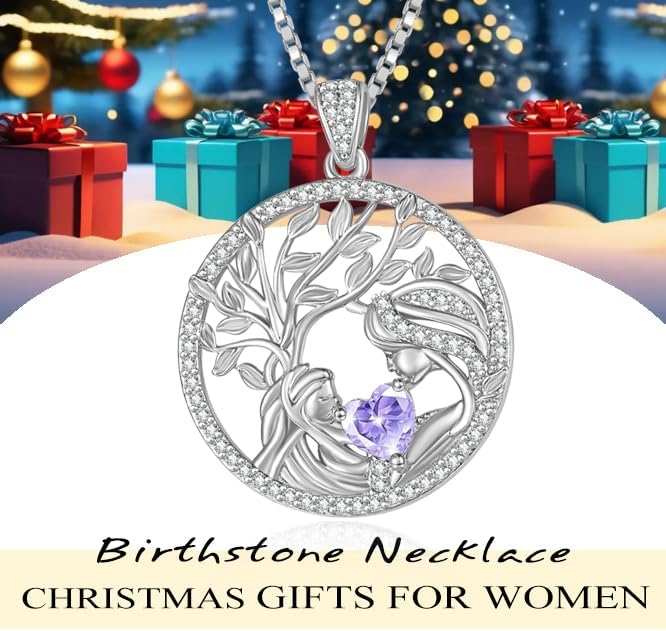 Tree of Life Necklace for Women Gold,Mom Necklace Anniversary christmas Birthday Gifts for Wife, 14 K 18K White Gold Fashion Jewelry with Heart Tanzanite Birthstone Pendant - Image 4