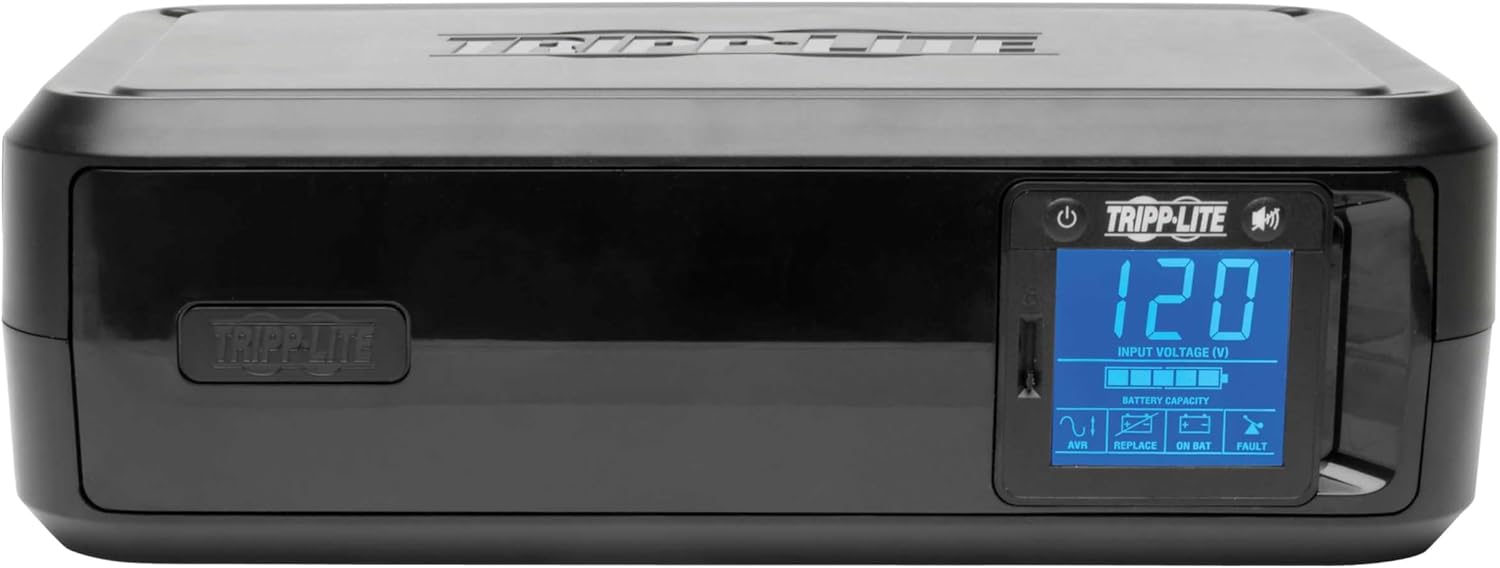 Tripp Lite SMART1000LCD 1000VA Computer UPS Battery Backup & Surge Protector, 500W, 8 Outlets, LCD Display, AVR, Dataline Protection, 3 Year Warranty & $250,000 Insurance