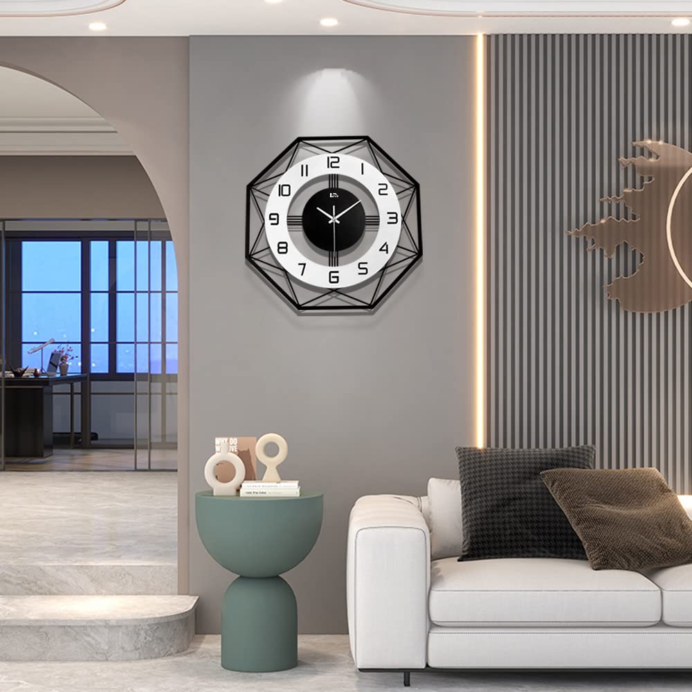 Orologio da parete moderno per camera da letto, grande orologio da parete decorativo silenzioso per soggiorno decorazione nero ufficio cucina senza ticchettio orologio da parete in metallo