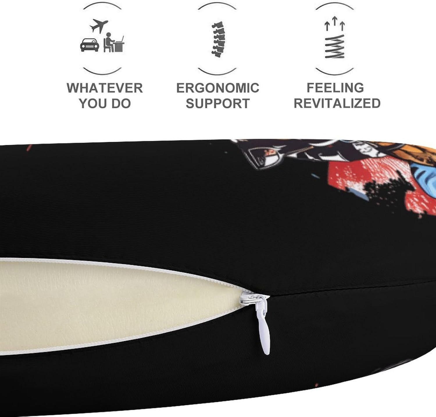 Horse Racing U.S Flag Travel Pillow U Shape Neck Pillow Washable Pillowcase for Sleeping Chair