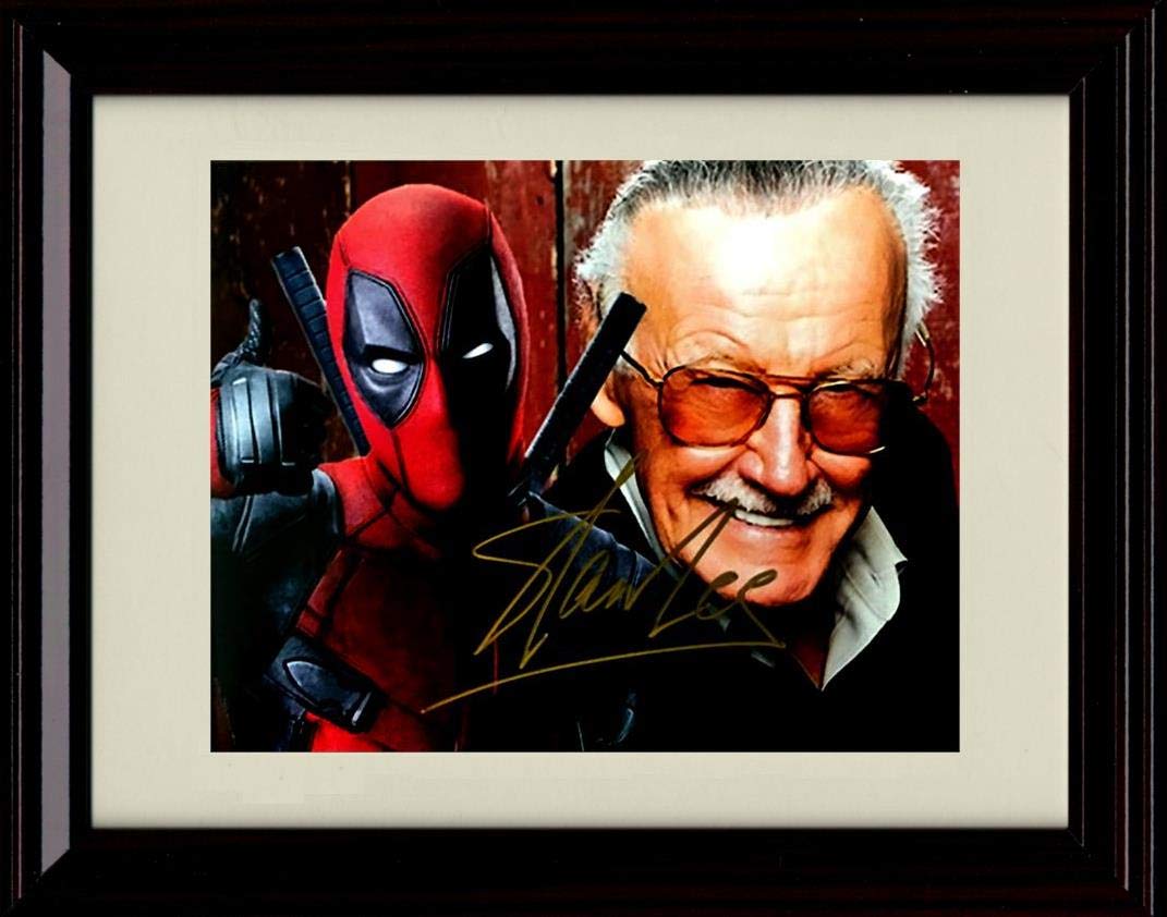 Framed Stan Lee Autograph Replica Print - Deadpool - Thumbs Up