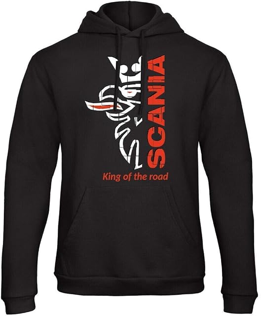 Scania retro truck lorry king of the road black hoodie sweat kangroo pouch